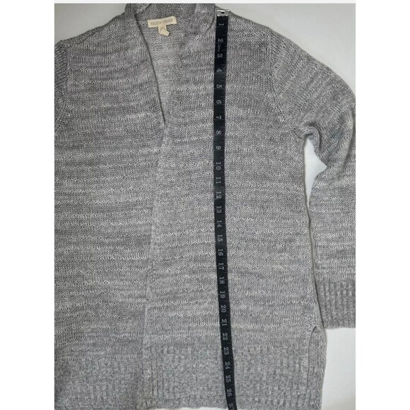 Eileen Fisher XS Open Front Cardigan Gray Organic Linen Knit Sweater Long Sleeve - Picture 8 of 11